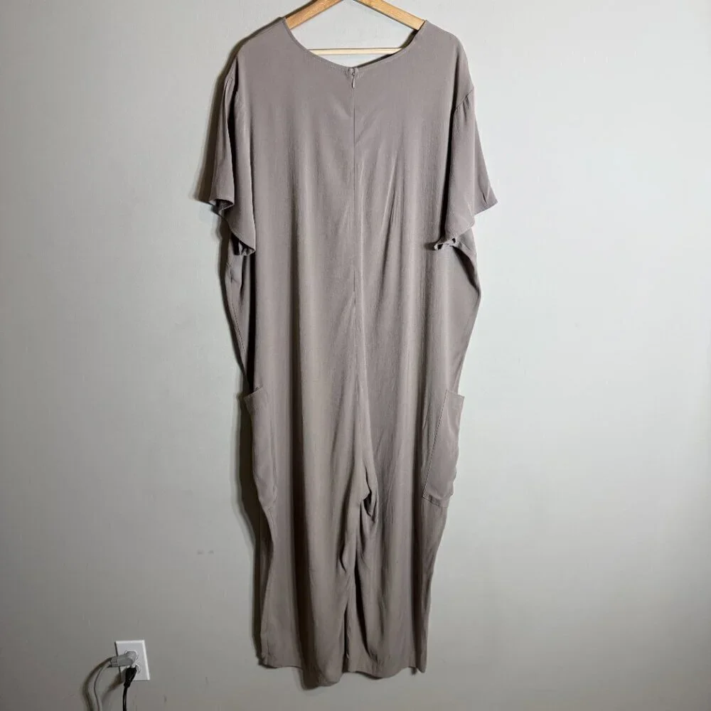 Universal Standard Kia Wide Leg Crop Jumpsuit Women's XL (26-28) Tan Minimalist